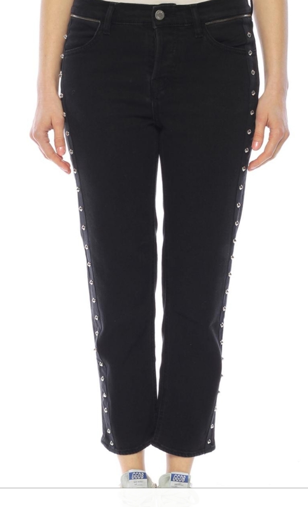 Zadig and Voltaire Elios Size 26 Jeans spikes black cotton stretch Denim